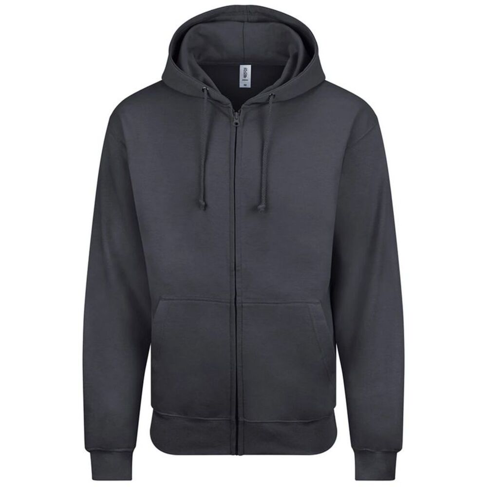 Awdis Mens Plain Full Zip Hoodie / Solid Charcoal